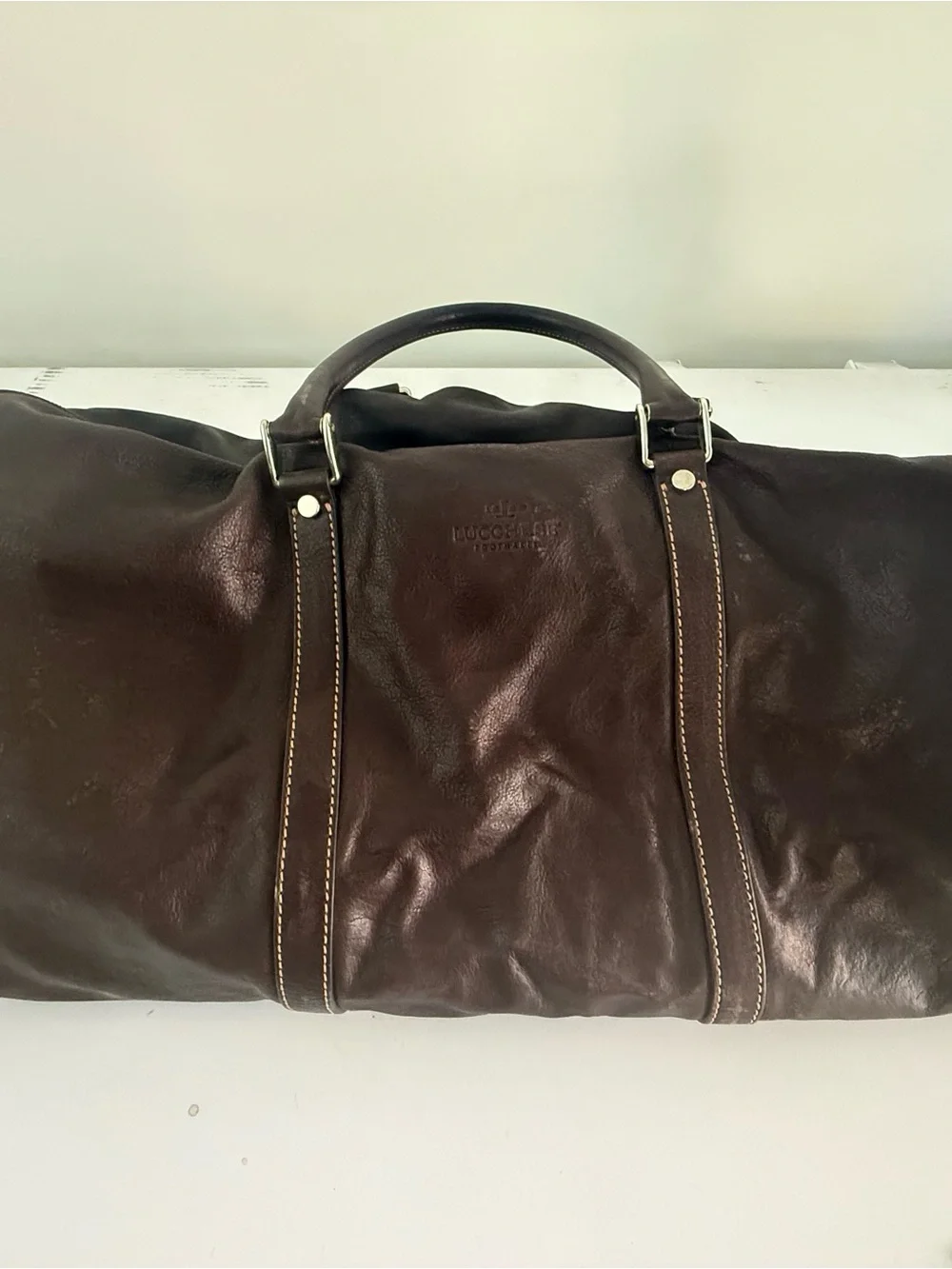 Lucchese Brown Leather Weekend Duffel